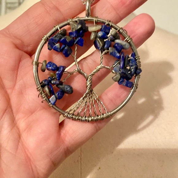 TREE OF LIFE LAPIS LAZULI BLUE SILVER PENDANT NECKLACE BRAND NEW CHAKRA NECKLACE - Picture 4 of 12
